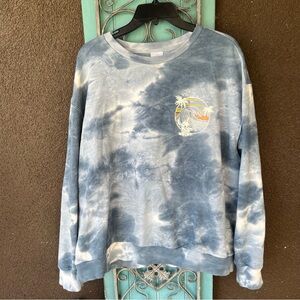 Disney Parks Lilo And Stitch Sweatshirt Women Blue Tie Dye Hawaiian Surf 2xl